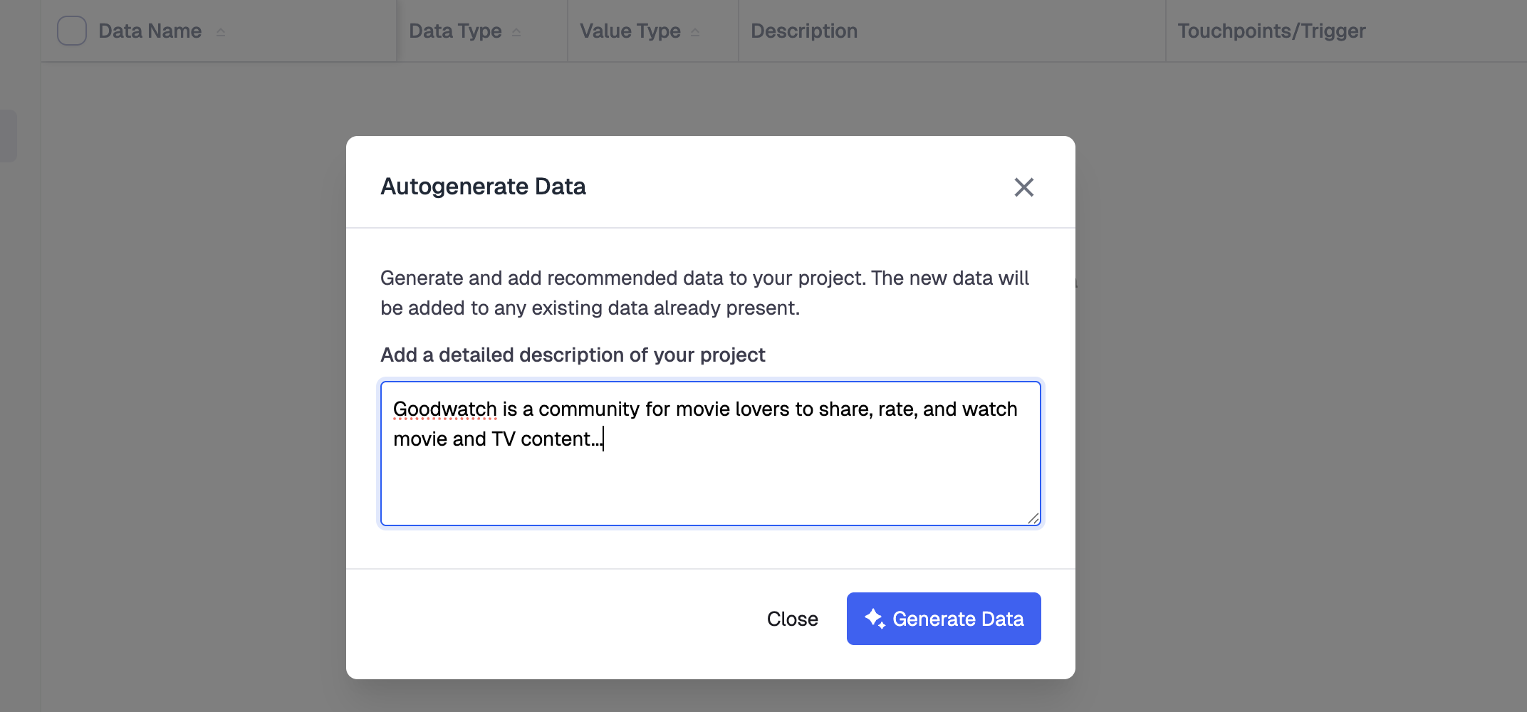 Autogenerate tracking data